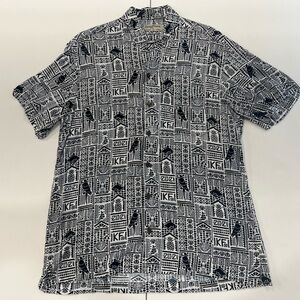 SOLD Kenny Flowers Hawaiian Shirt Limited Edition Black White Beach Golf Rayon